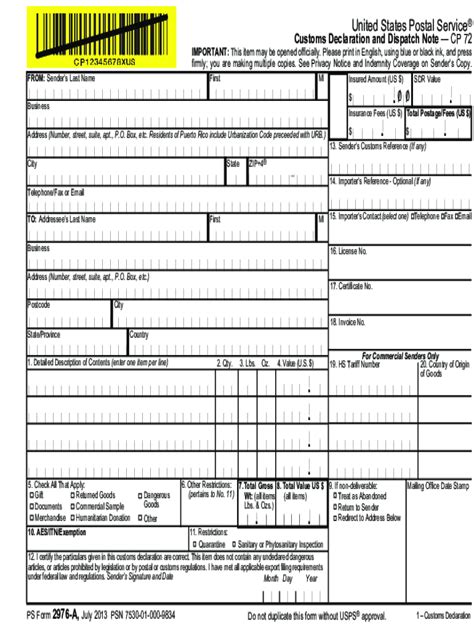 Usps Ps 2976 A 2013 2021 Fill And Sign Printable Template Online Us