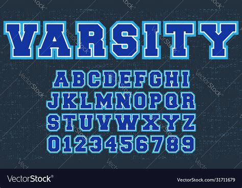 Varsity Design Alphabet Template Letters Vector Image