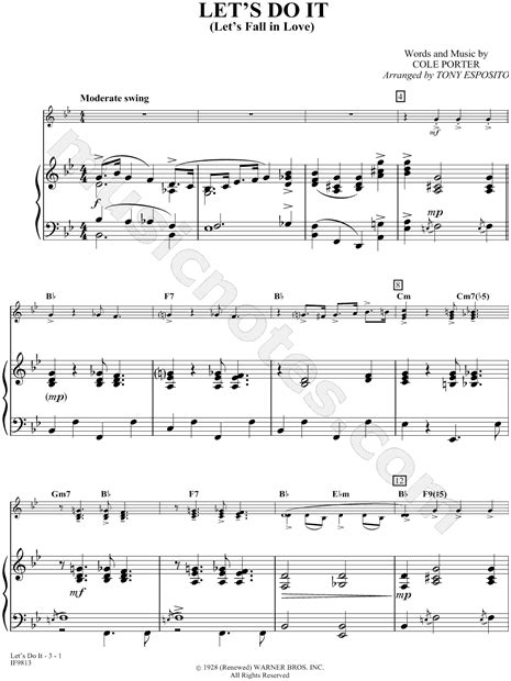 Cole Porter Lets Do It Lets Fall In Love Sheet Music In Bb Major