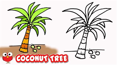 Draw Coconut Tree Step By Step For Kids । How To । Lesson Simple Palm