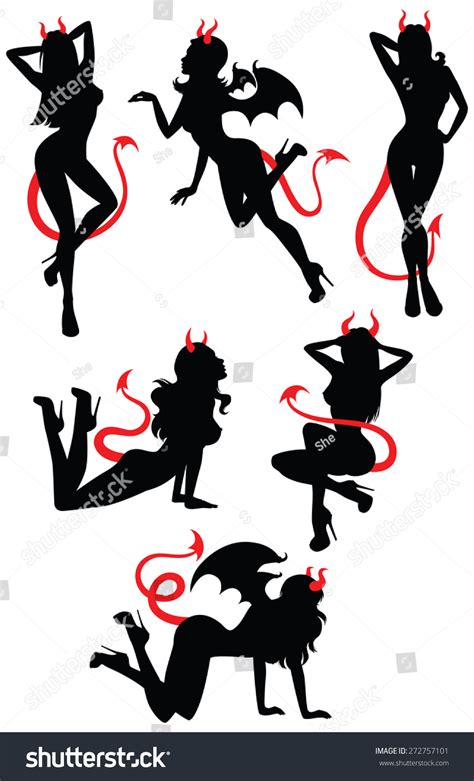 Collection Set Beautiful Sexy Devil Women Stock Vector Royalty Free 272757101 Shutterstock