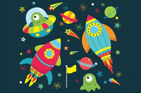 Outer Space Clipart Custom Designed Illustrations
