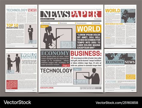 Newspaper Template Design Royalty Free Vector Image