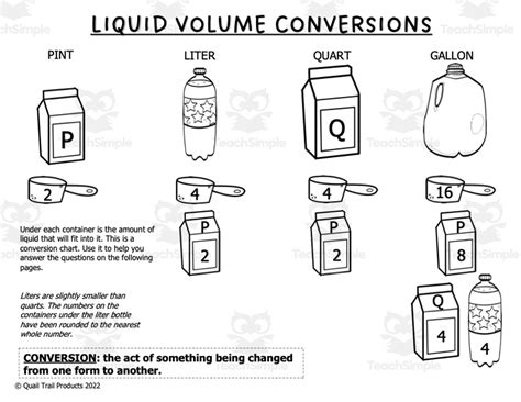 Liquid Volume And Unit Conversion Worksheets Fall Theme By Teach Simple