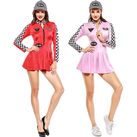 Halloween Cosplay Fancy Racing Car Girl Costume Sexy Race Girl Race Car Driver Uniform Plaid