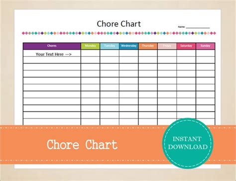 Chore Chart Cleaning Duties Daily Chores Printable And
