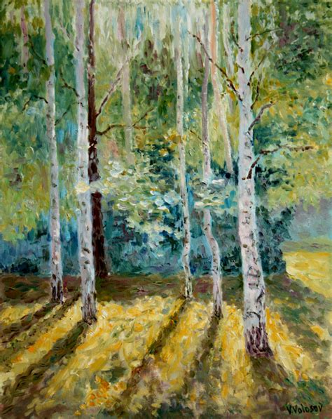 Long Shadows In The Forest Oil Painting By Vladimir Volosov