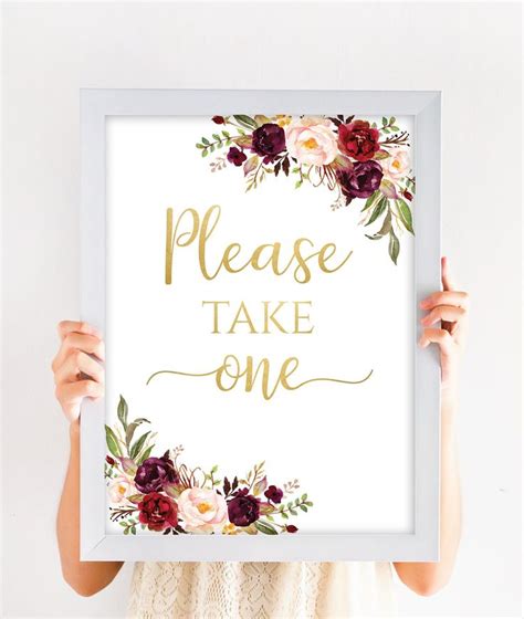 Printable Please Take One Sign Wedding Favor Sign Reception Etsy