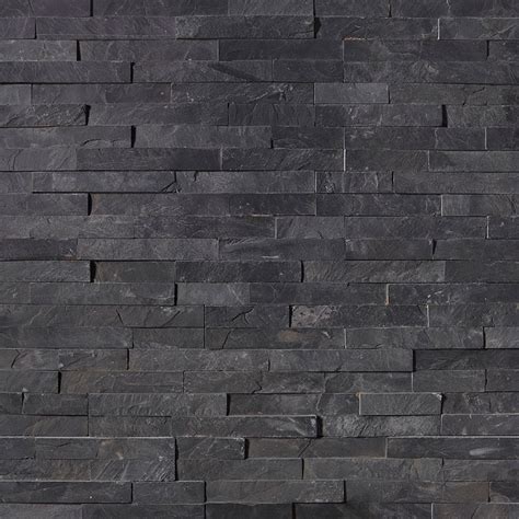 Rockmount Premium Black Mini Slate Stacked Stone Ledger Panels
