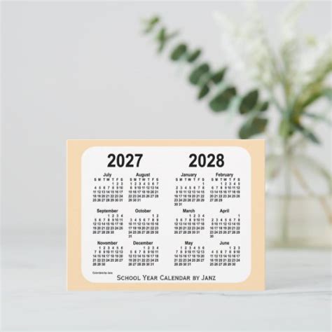 2027 2028 Wheat Mini School Calendar By Janz Postcard Zazzle