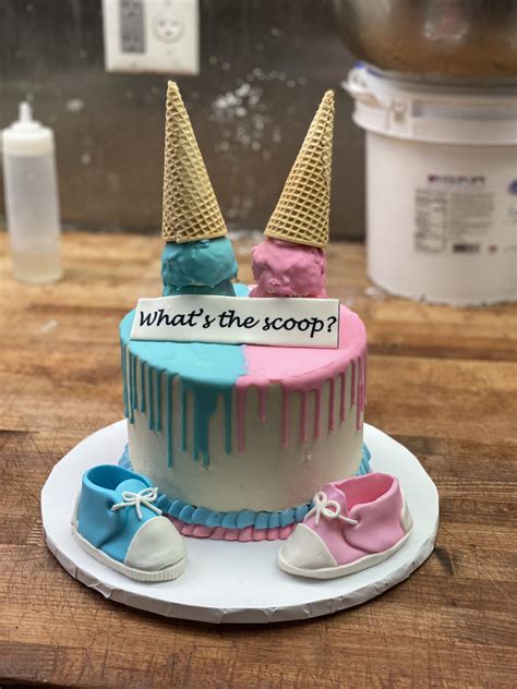 Whats The Scoop Gender Reveal Cake Mias Bakery Brooklyn