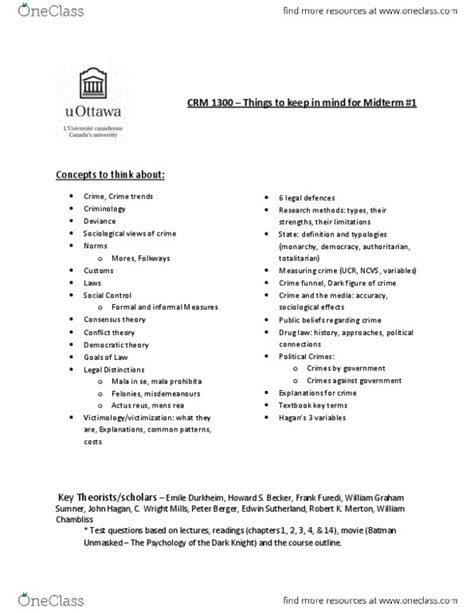 CRM 1300 Study Guide Fall 2014 Midterm Conflict Theories Edwin