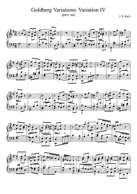 Bwv 988 Goldberg Variations Variation Iv Sheet Music For Harp Solo