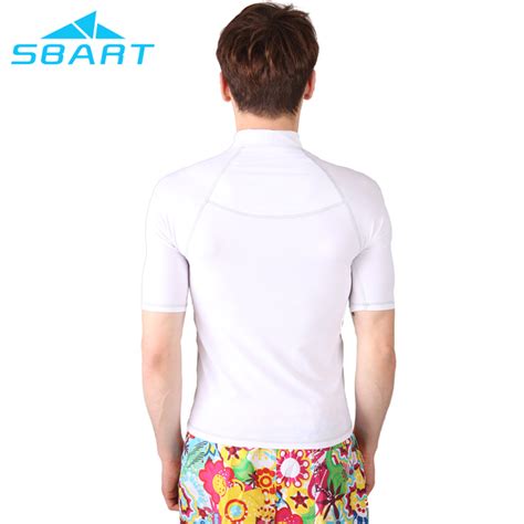 Sbart White Color Short Sleeve Upf50 Rashie Quick Dry Swim Shirt