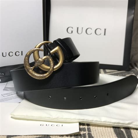 Gucci Unisex Woman Man Gg Snake Buckle Cow Leather Belt Cow Leather