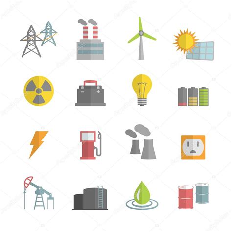 Energy Power Flat Icons Set Stock Vector By ©macrovector 41442473
