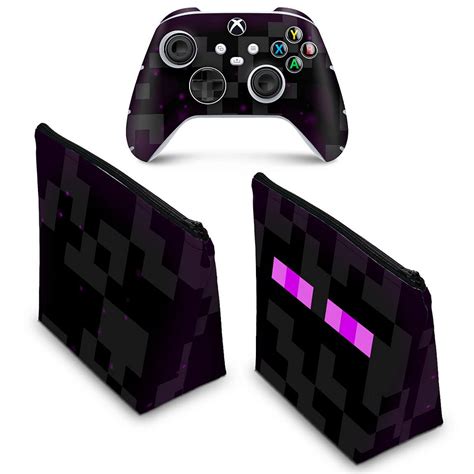 Kit Capa Case E Skin Xbox Series S X Controle Minecraft Enderman