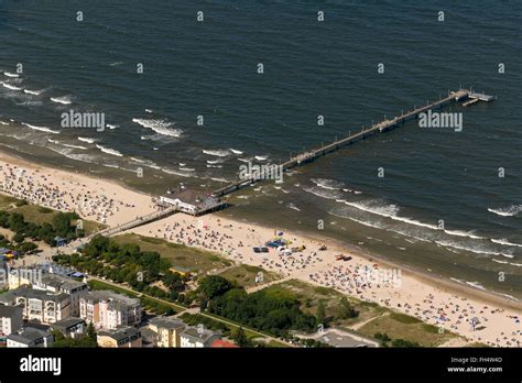 Aerial View Ahlbeck Pier Beach Ahlbeck Beach Promenade Heringsdorf Baltic Sea Usedom