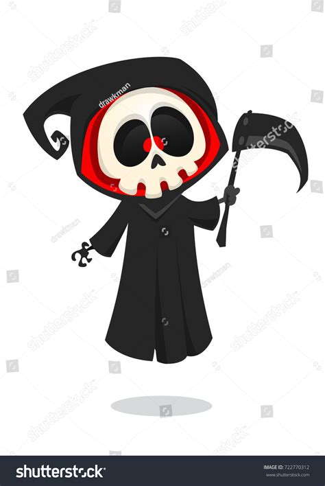 Cute Cartoon Grim Reaper Scythe Isolated Stock Vector Royalty Free