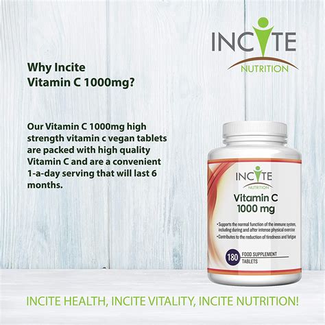A vitamin c packed supplement to support and maintain a healthy immune system. Incite Nutrition Vitamin C 1000mg | 180 Premium ...