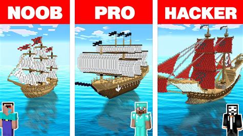 Minecraft Noob Vs Pro Vs Hacker Pirate Ship Boat House Build Challenge