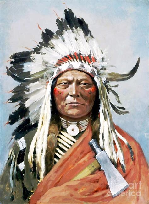 Sitting Bull Shaman Native American Colored Watercolor Digital Art By
