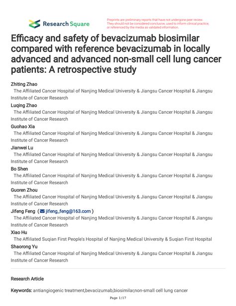 Pdf Efficacy And Safety Of Bevacizumab Biosimilar Compared With
