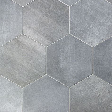 10 Large Grey Hexagon Floor Tile