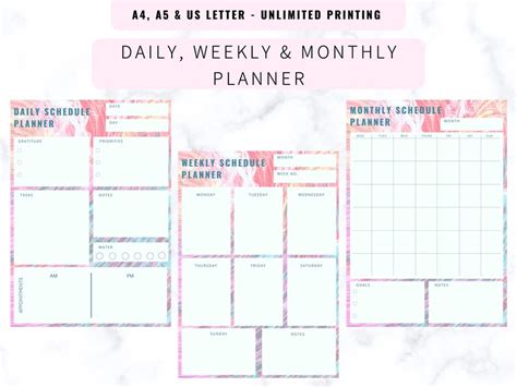 Daily Weekly And Monthly Printable Planner Pack Planner Bundle