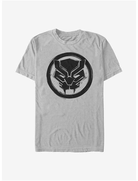 Marvel Black Panther Woodcut Panther T Shirt Silver Hot Topic