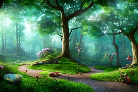 Magical Fairytale Forest Background Magical Forest Landscape