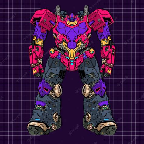 Premium Vector Futuristic Details Giant Mecha Robot Builded By Head