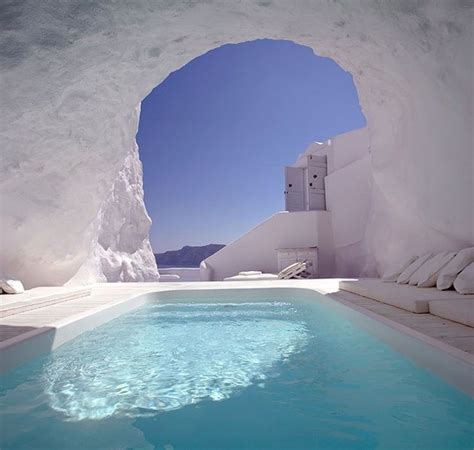 Natural Cave Pool Santorini Greece Santorin Piscines De Rêve