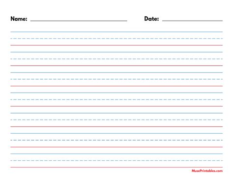 Printable Blue And Red Name And Date Handwriting Paper 58 Inch