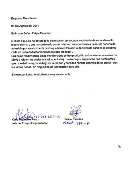 Carta De Despido Honduras K Carta De