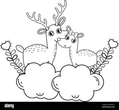cute love reindeer couple characters stock vector image and art alamy