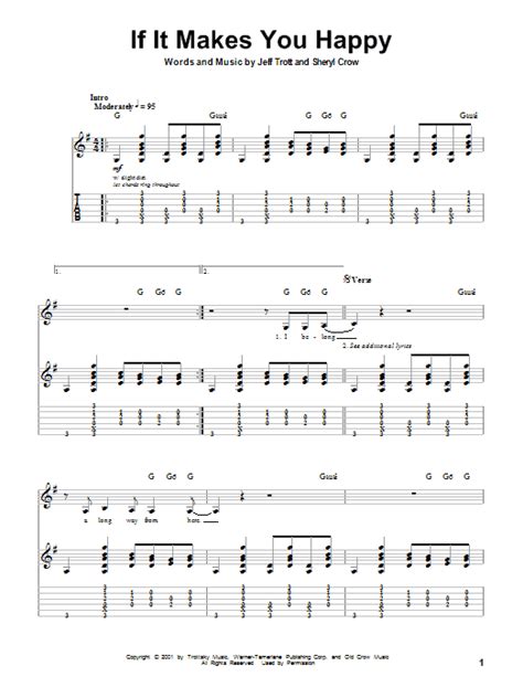 If It Makes You Happy Sheet Music Sheryl Crow Guitar Tab Single Guitar