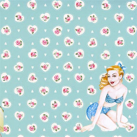 Scrapbook Paper Design With A Pinup Girl Free Printable Papercraft