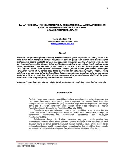 Ijazah sarjana muda pengajian malaysia dengan pendidikan (upsi) | ainnur fatin binti mohd anuar. (PDF) TAHAP KESEDIAAN PENGAJARAN PELAJAR IJAZAH SARJANA ...
