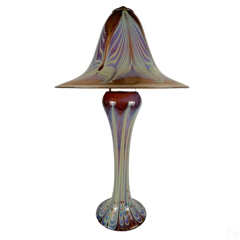 At Auction Joe Clearman Joe Clearman B 1946 Feathered Blown Art Glass Lamp