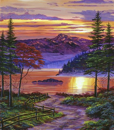 Sunrise At Misty Lake Painting By David Lloyd Glover Pixels