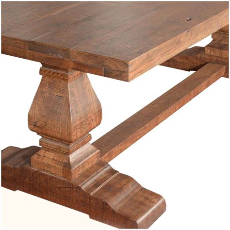 Chireno Rustic Solid Wood Trestle Pedestal Farmhouse Dining Table