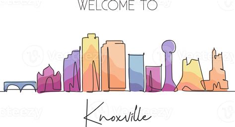 One Single Line Drawing Knoxville City Skyline Tennessee World
