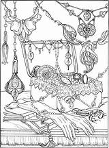 Coloring Jewelry Box Sheet Pages Intricate Beautiful sketch template