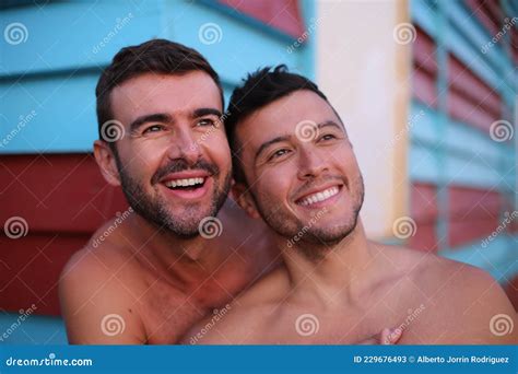 Beautiful Gay Couple At The Beach Stock Image Image Of Friends Laughing 229676493