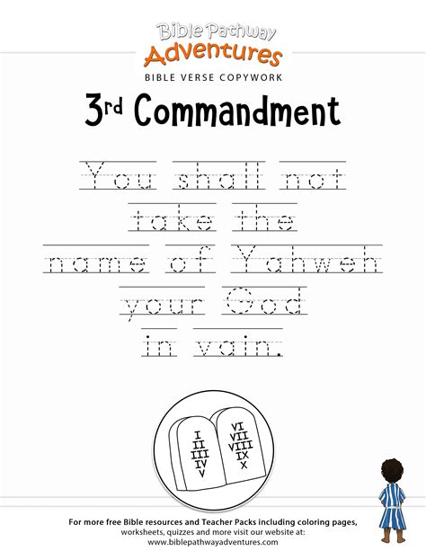 Ten Commandments Copywork 3rd Commandment Bible Study For Kids