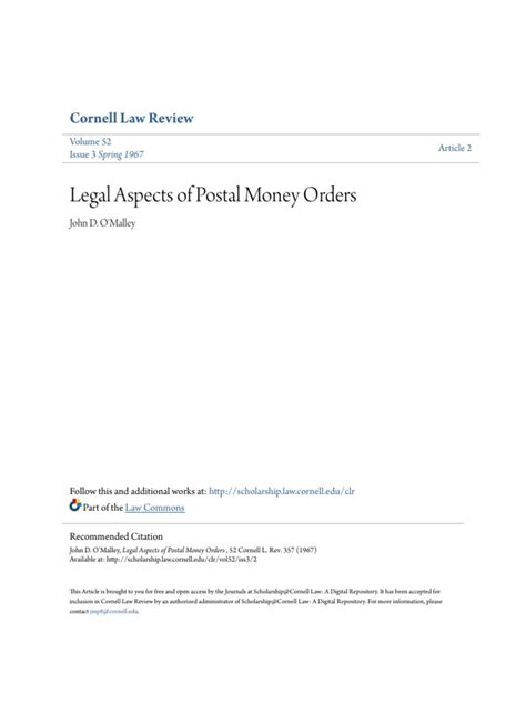 Maybe you would like to learn more about one of these? Legal Aspects of Postal Money Orders | Money Order | Negotiable Instrument | Free 30-day Trial ...