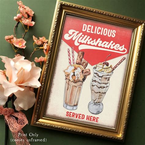 Retro Milkshake Sign Vintage Diner Sign Milkshake Sign Etsy