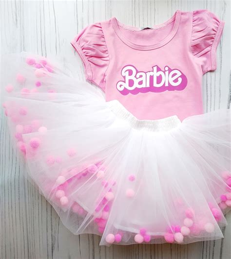 Barbie Tutu Outfit With Pom Pom Skirt Light Pink Barbie Tutu Dress