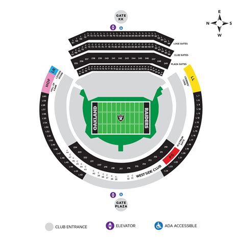 Oakland Raiders Oakland Coliseum Seating Map